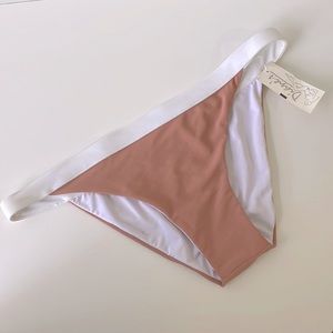 NWT tan white light clay bikini bottoms low rise L